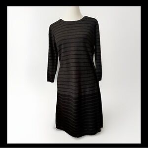 AB Studio Black and Gray Striped Sweater Dress Size Medium